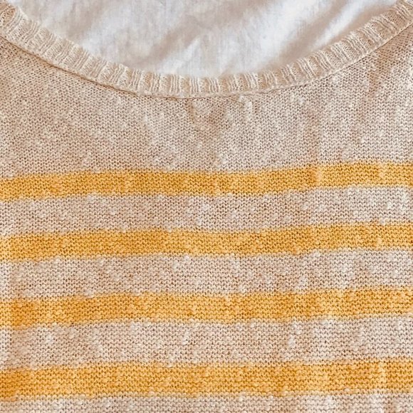 AERIE Cream & Yellow Striped Scoop Neck Sweater With Button Detail - Picture 10 of 10